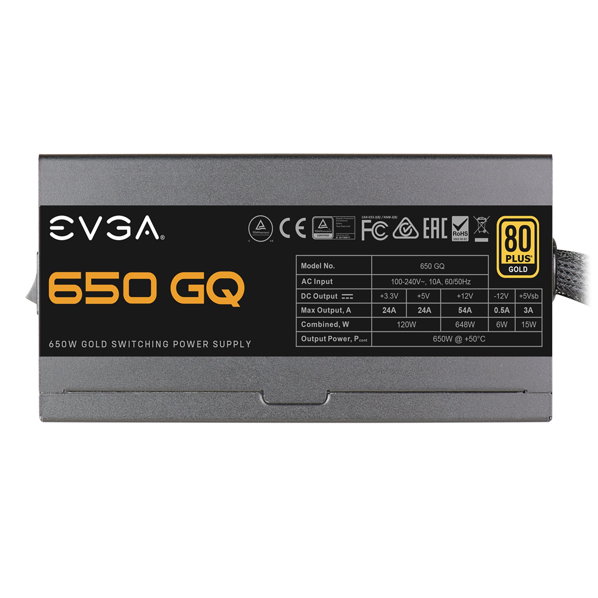 EVGA 650 GQ, 80+ GOLD 650W, Semi Modular | TECH LAND GUATEMALA