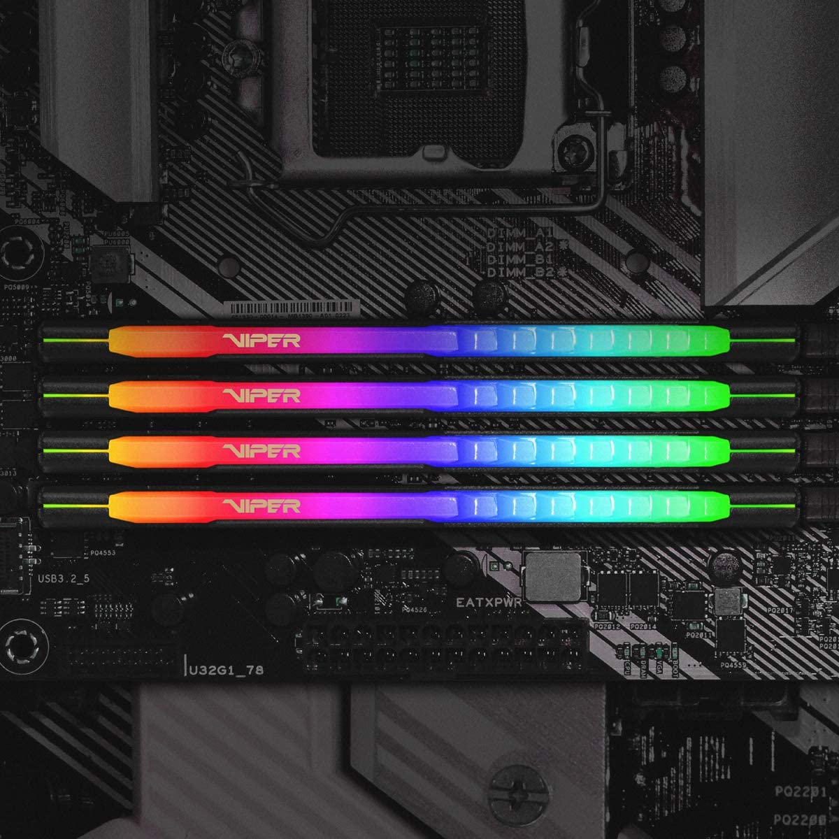La RAM Patriot Viper RGB W. 8GB DDR4-3200 es un módulo de memoria RAM para computadora de 8 GB de capacidad y con una velocidad de 3200 MHz. 